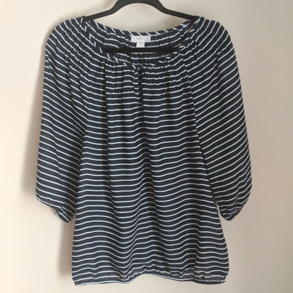 Striped semi-sheer blouse LOFT medium